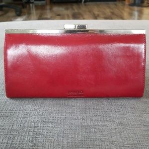 HOBO red leather clutch wallet